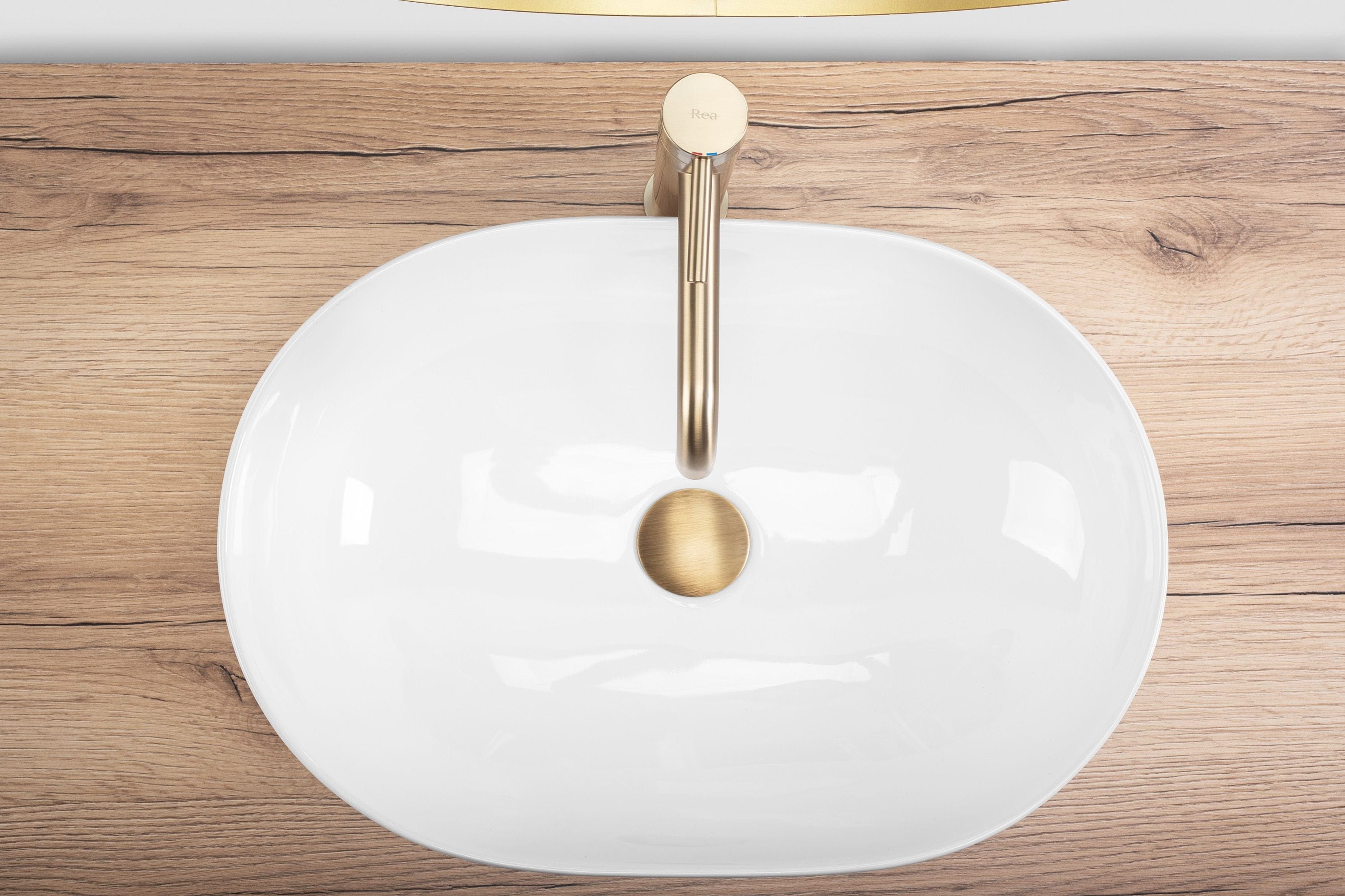 Lavoar ceramic pe blat Rea Lisa, 49 cm, alb