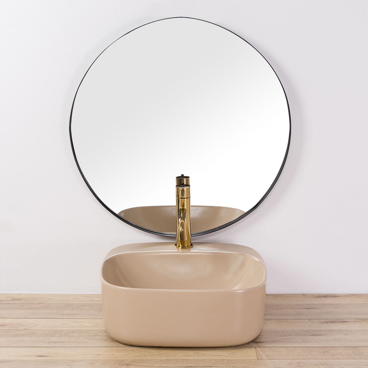 Lavoar ceramic pe blat Rea Luiza, 42.5 cm, bej mat