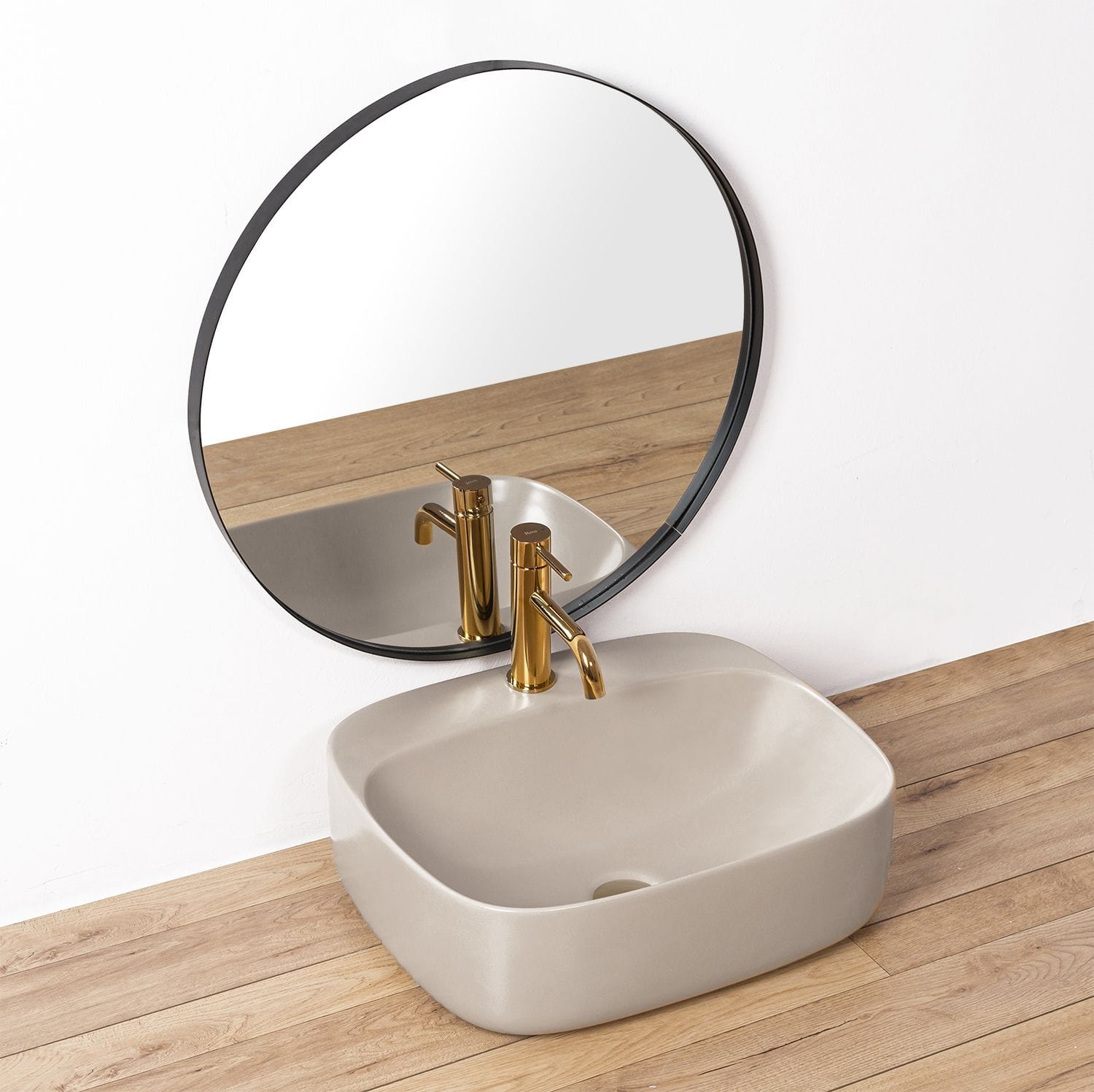 Lavoar ceramic pe blat Rea Luiza, 50 cm, gri mat