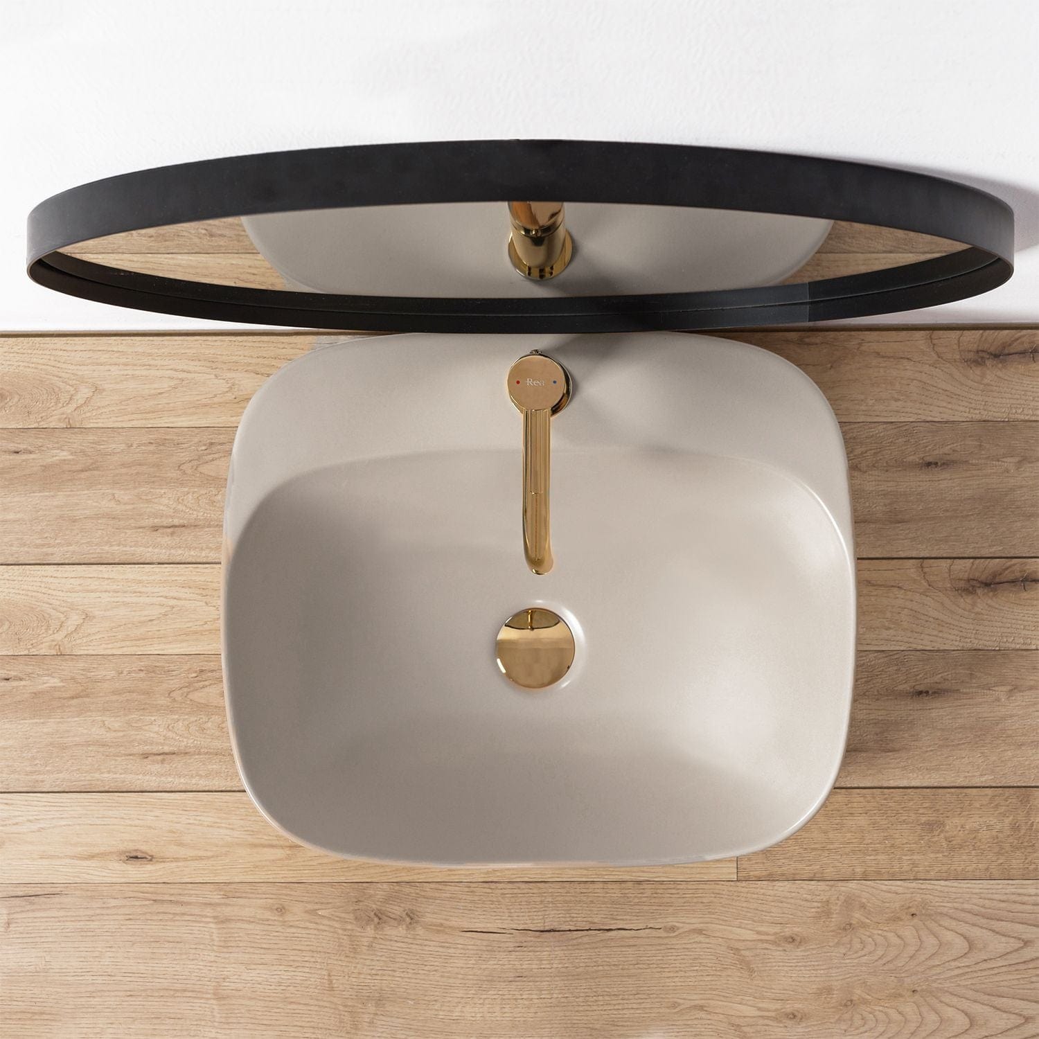 Lavoar ceramic pe blat Rea Luiza, 50 cm, gri mat