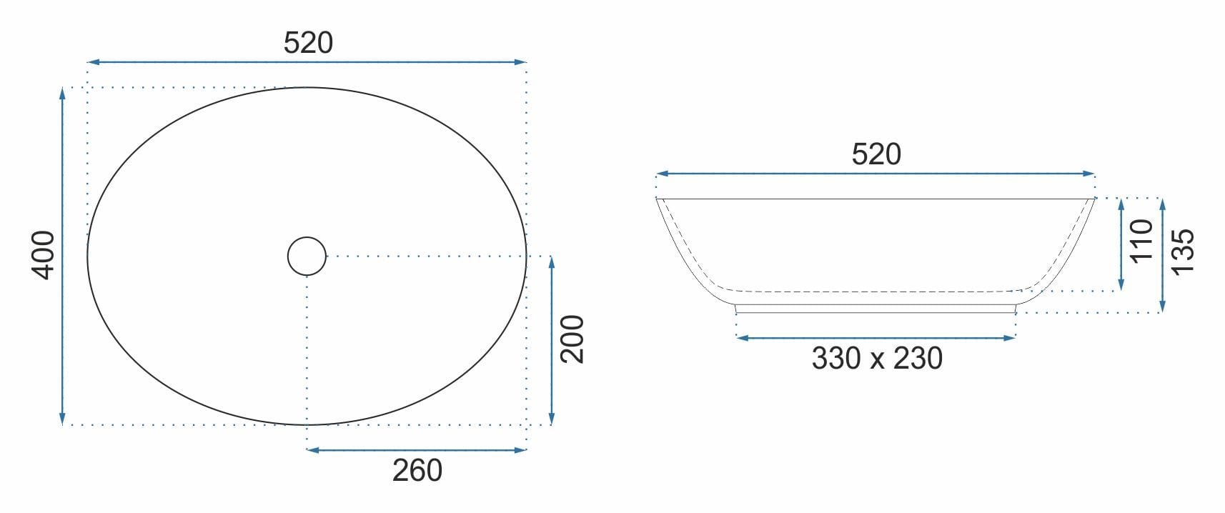 Lavoar ceramic pe blat Rea Margot, 52 cm, auriu