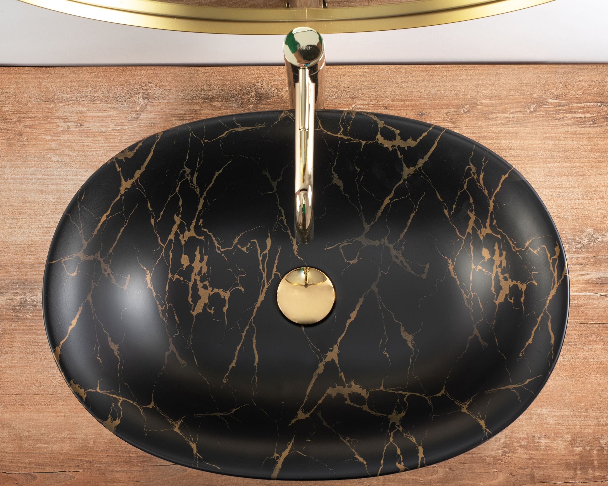 Lavoar ceramic pe blat Rea Roma, 56 cm, imitatie piatra