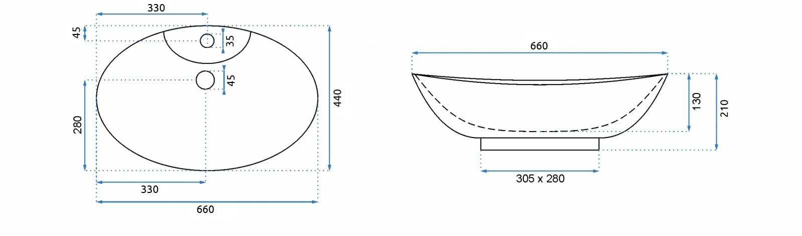 Lavoar ceramic pe blat Rea Rosa, 66 cm, alb