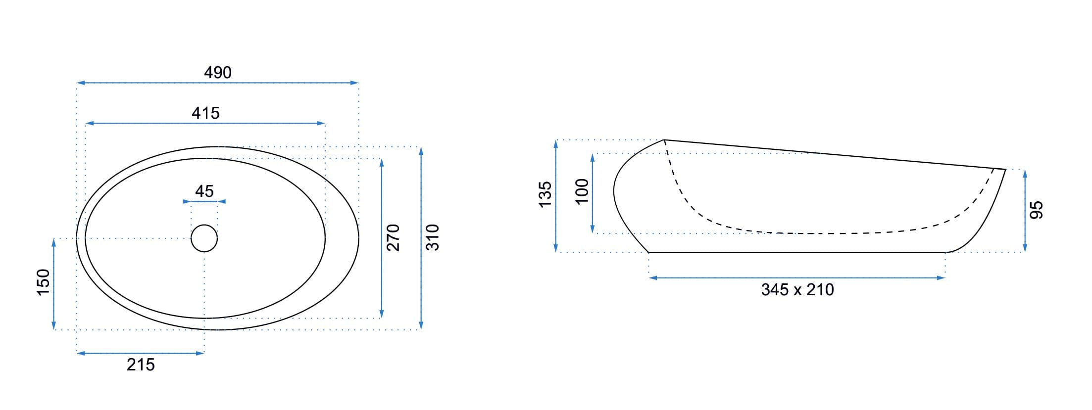 Lavoar ceramic pe blat Rea Roxy B, 49 cm, imitatie piatra