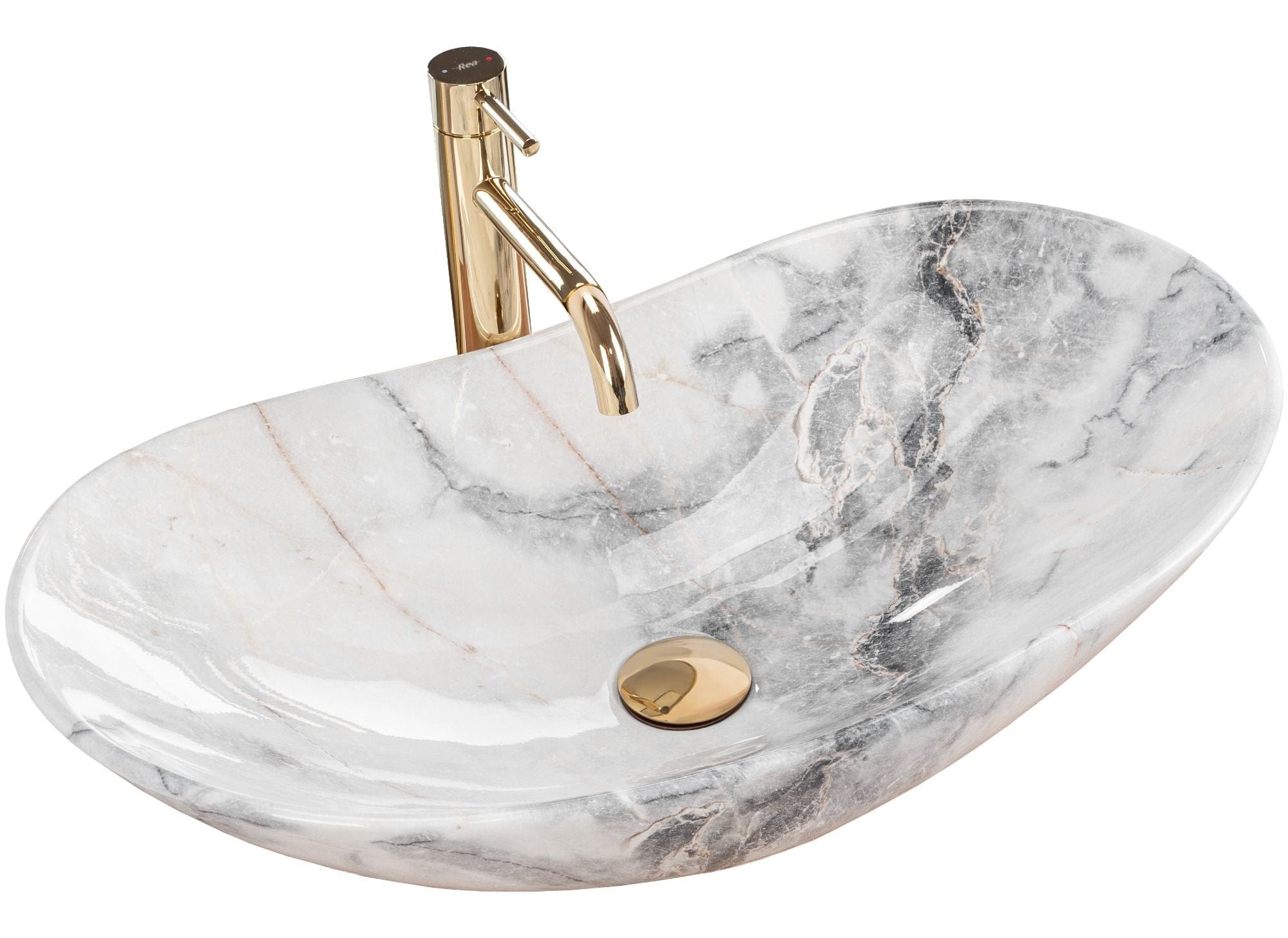 Lavoar ceramic pe blat Rea Royal, 60.5 cm, imitatie piatra