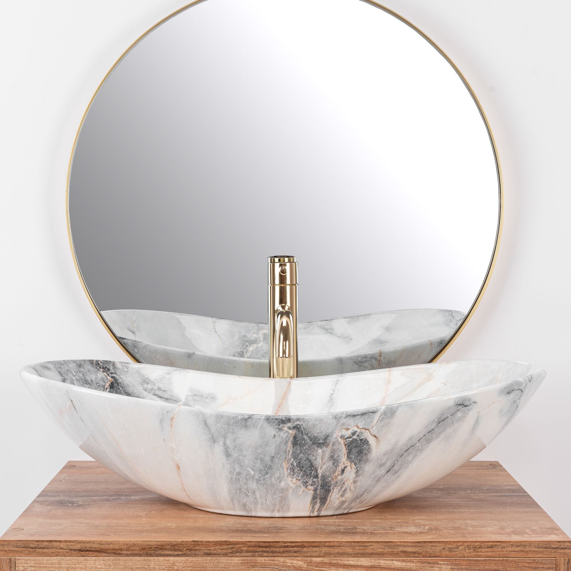 Lavoar ceramic pe blat Rea Royal, 60.5 cm, imitatie piatra