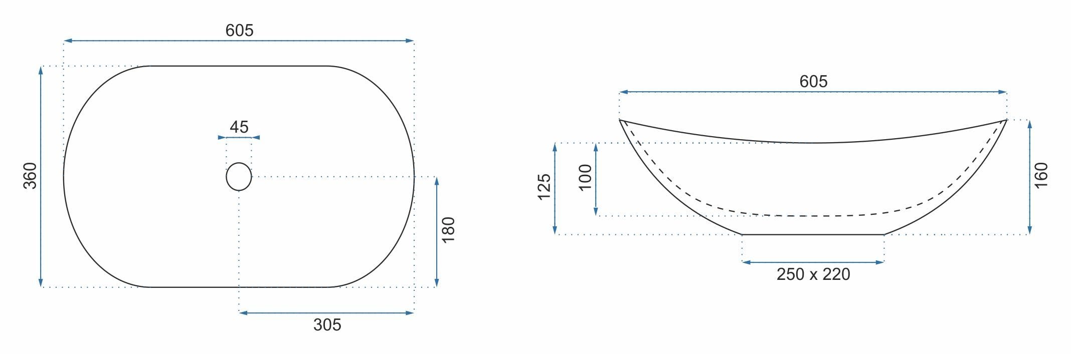 Lavoar ceramic pe blat Rea Royal , 60.5 cm, imitatie piatra/ auriu