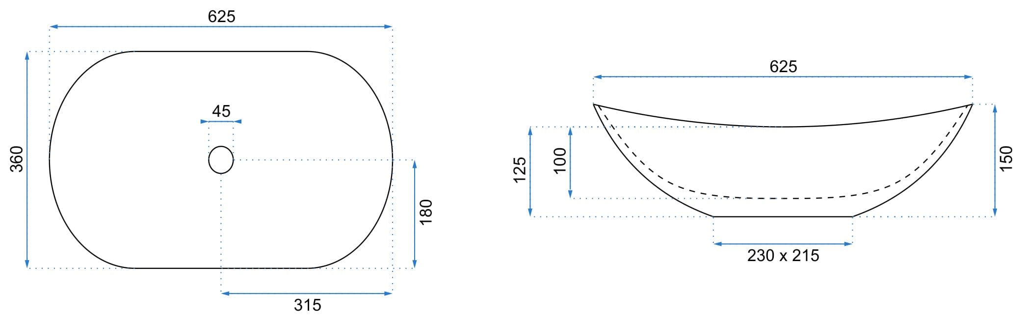 Lavoar ceramic pe blat Rea Royal, 62.5 cm, alb