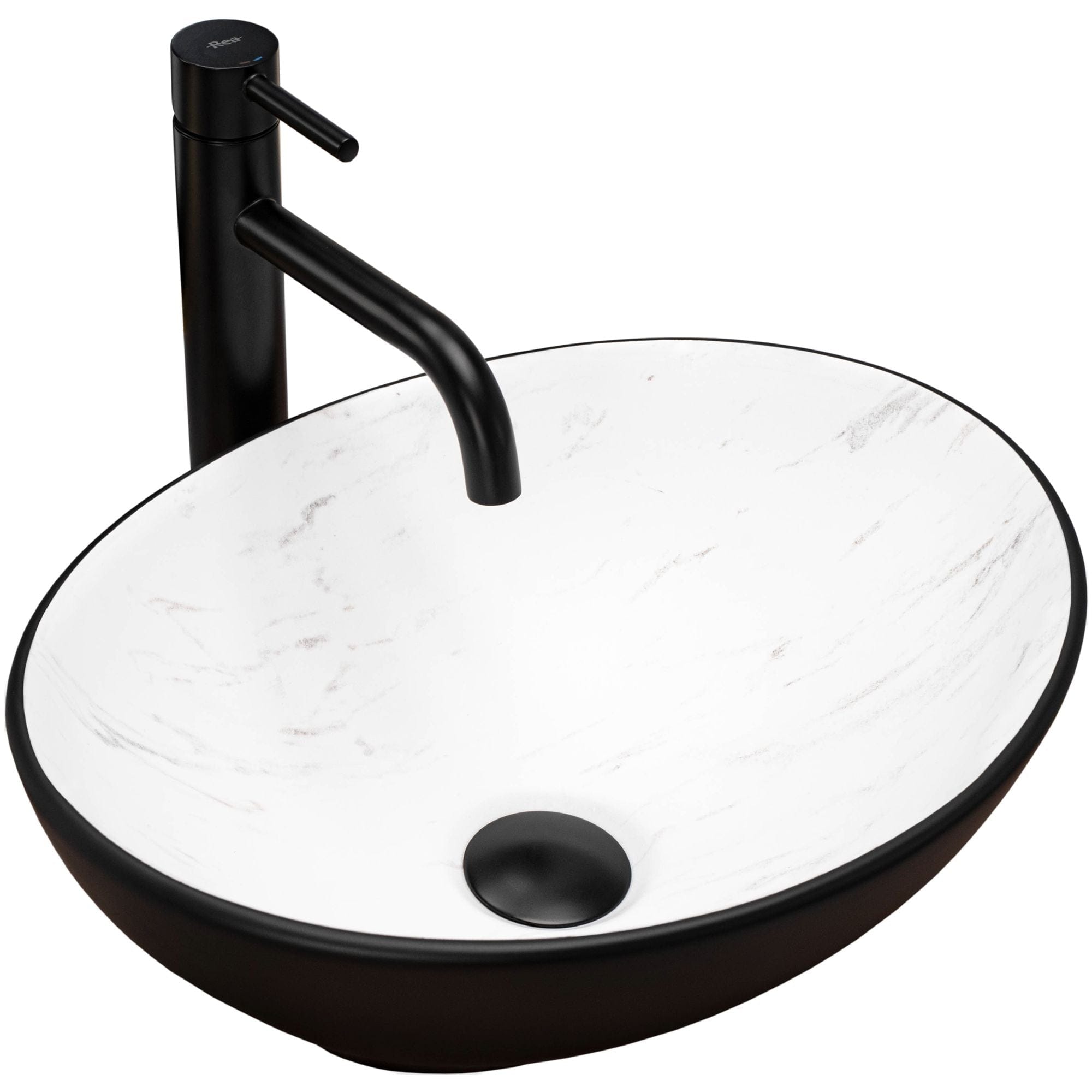 Lavoar ceramic pe blat Rea Sofia, 41 cm, negru