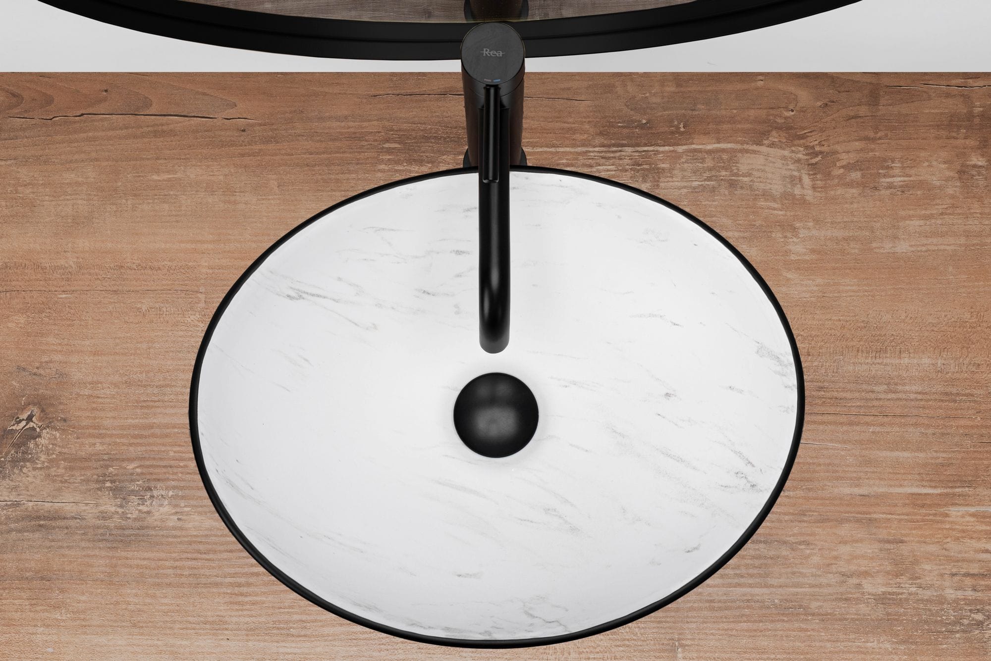 Lavoar ceramic pe blat Rea Sofia, 41 cm, negru