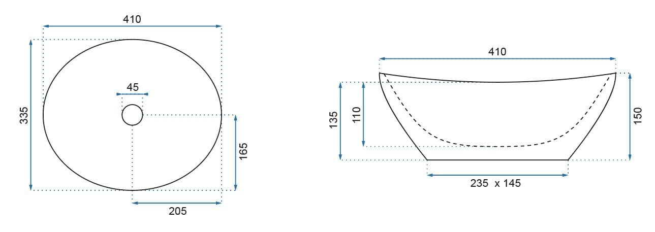 Lavoar ceramic pe blat Rea Sofia Calala, 41 cm, imiatatie piatra