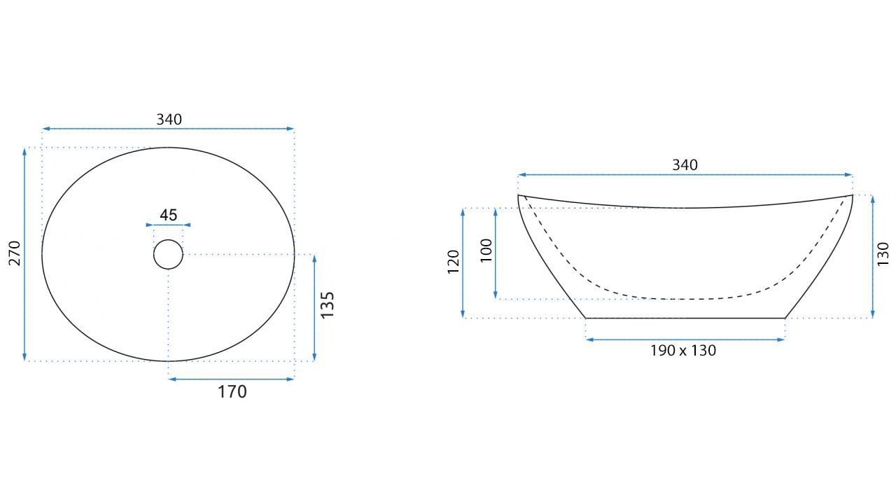 Lavoar ceramic pe blat Rea Sofia Mini, 34 cm, alb