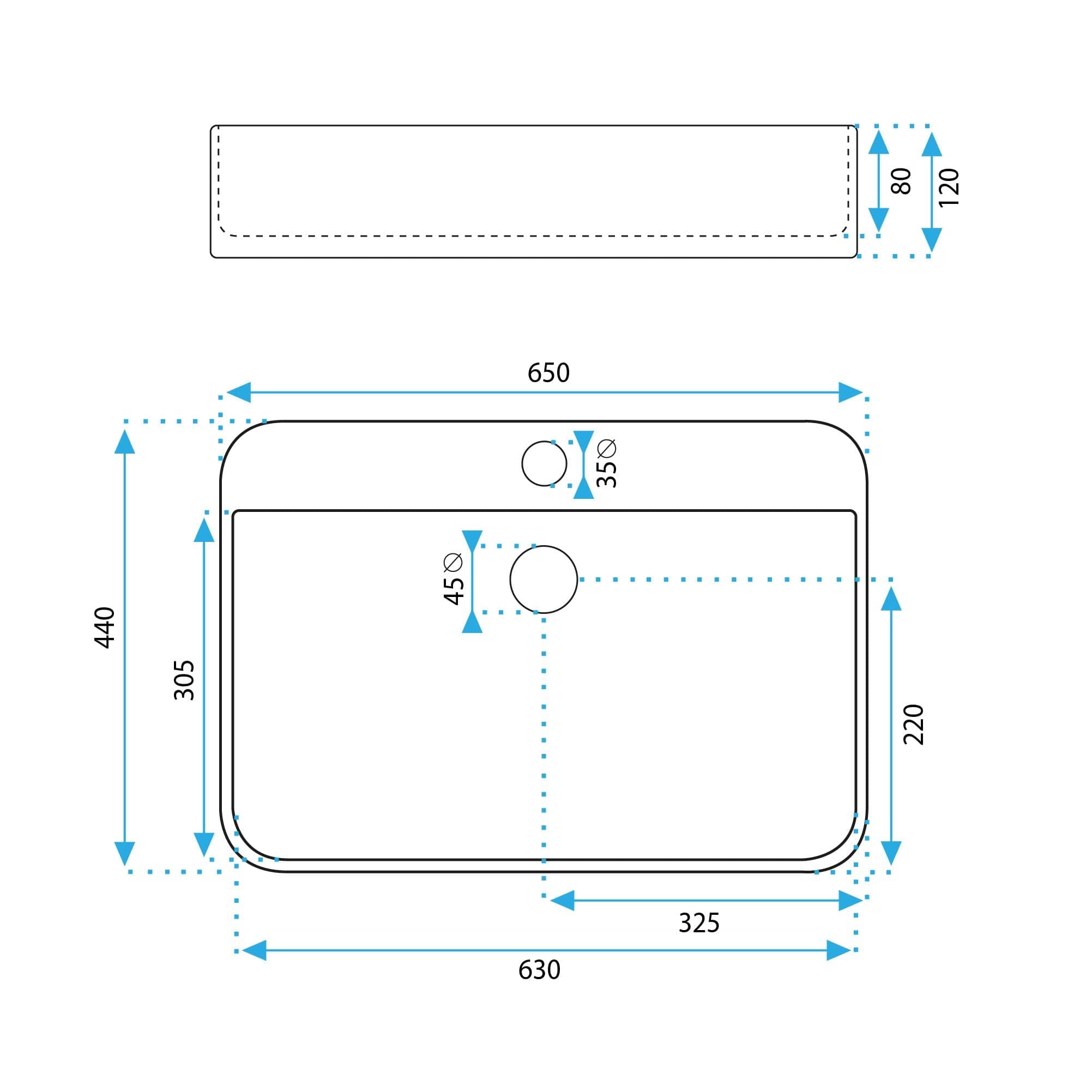 Lavoar ceramic pe blat Rea Verona, 65 cm, alb