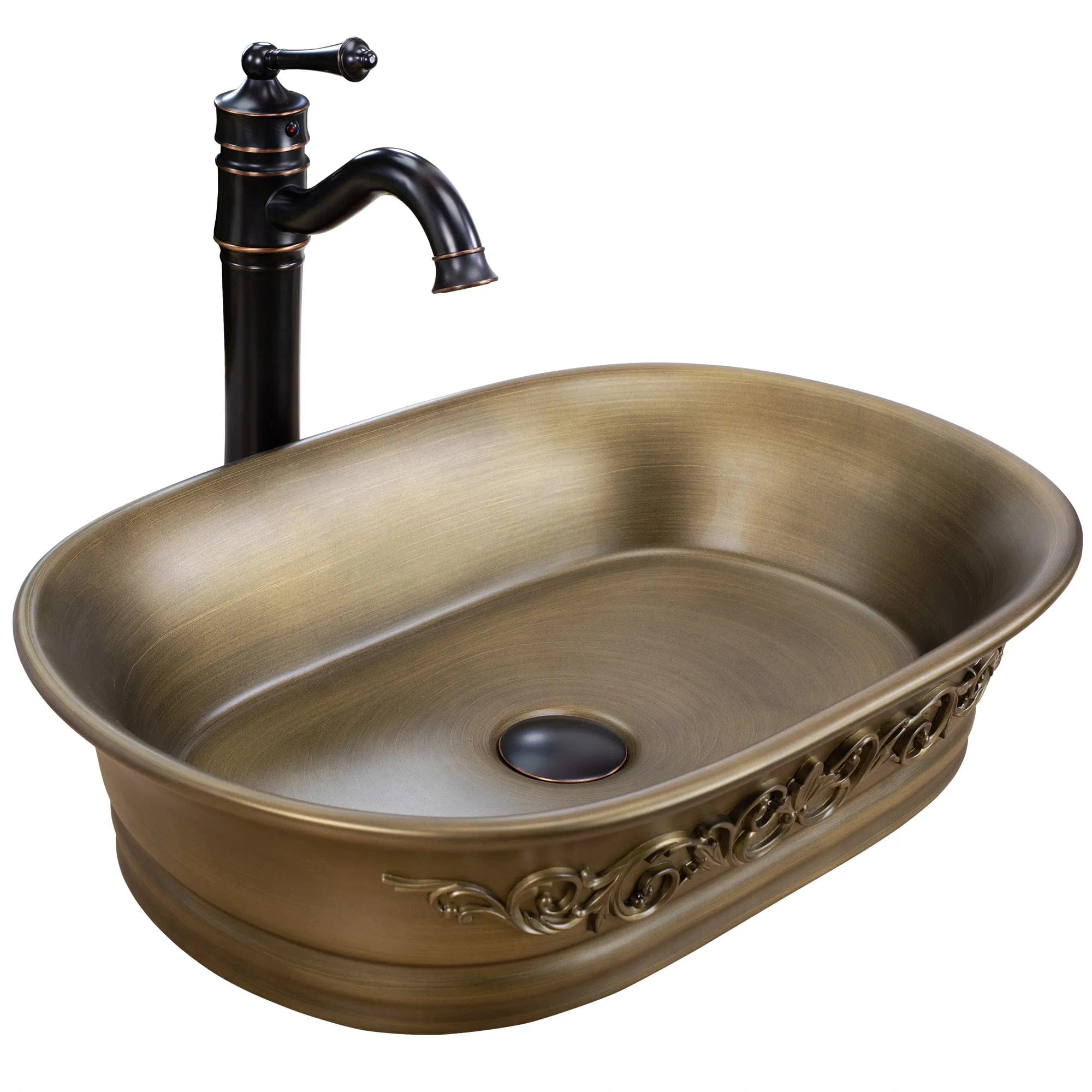 Lavoar ceramic pe blat Rea Wilma Rustic, 55 cm, cupru