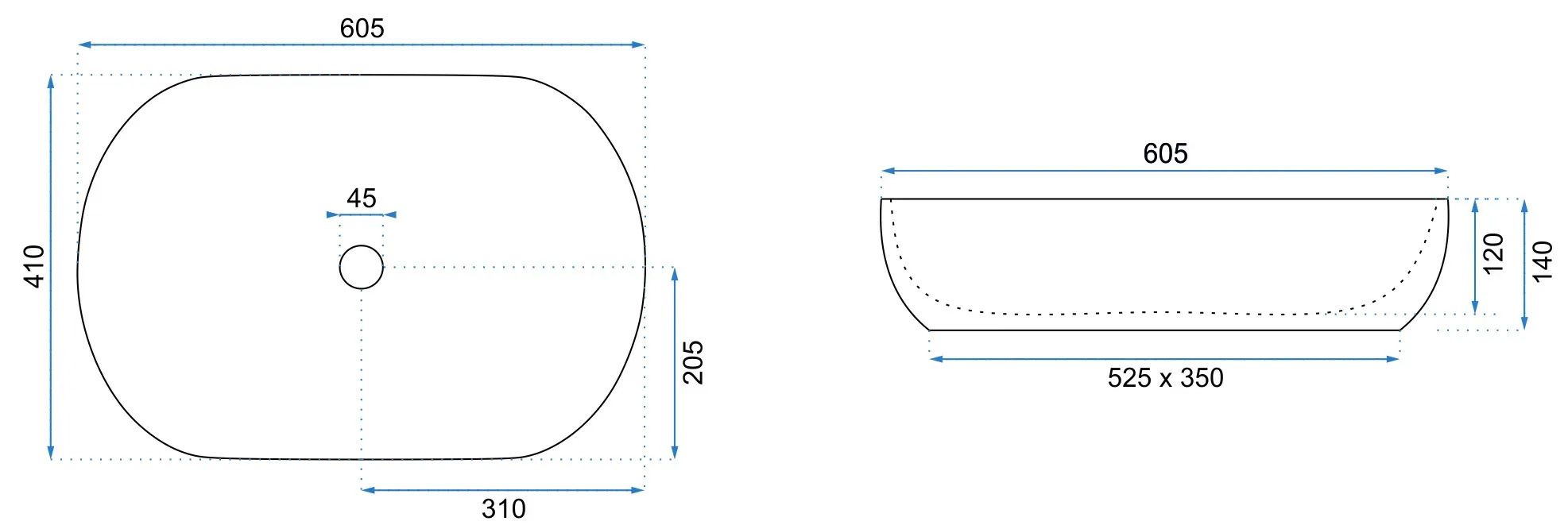 Lavoar ceramic pentru blat oval 60.5 cm cupru periat negru mat – Rea Cleo 61