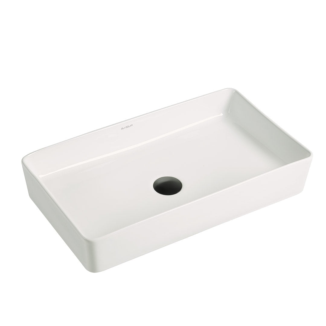 Lavoar de baie Allure, pe blat, dreptunghiular, din ceramica sanitara, 60 cm, alb lucios, Elysium