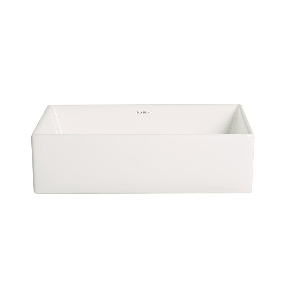 Lavoar de baie Ashe, pe blat, dreptunghiular, din ceramica sanitara, 40 cm, alb lucios, Elysium