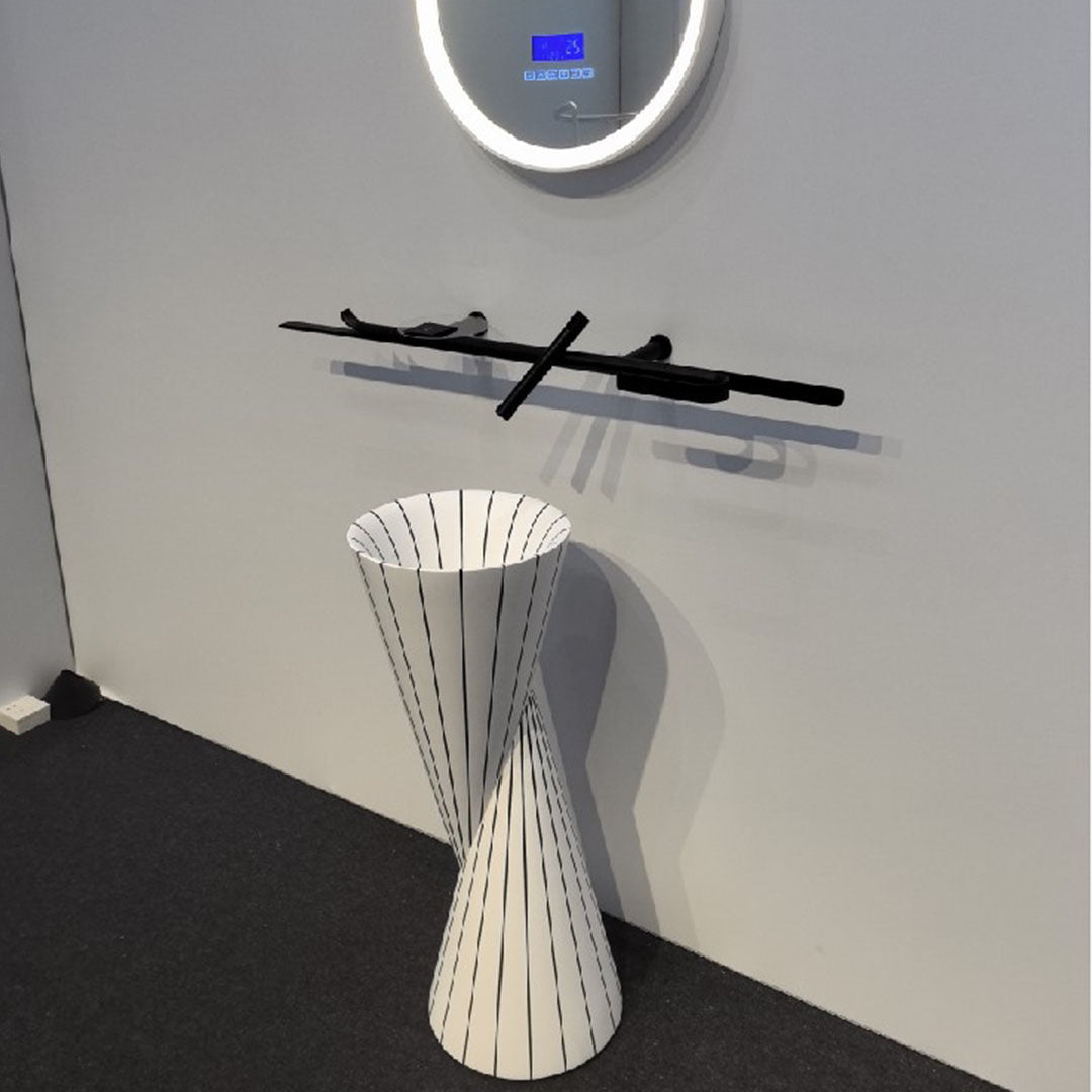 Lavoar de baie, freestanding, 36x36 cm, rotund conic, din compozit, alb, MonBlari Swing