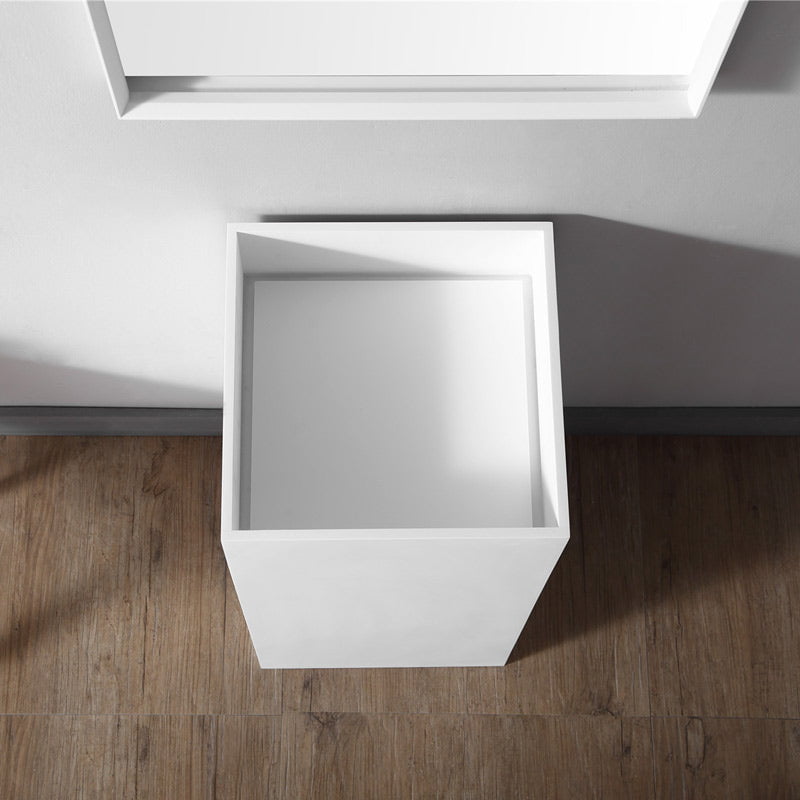 Lavoar de baie, freestanding, 40 cm, patrat, din compozit, alb mat, MonBlari