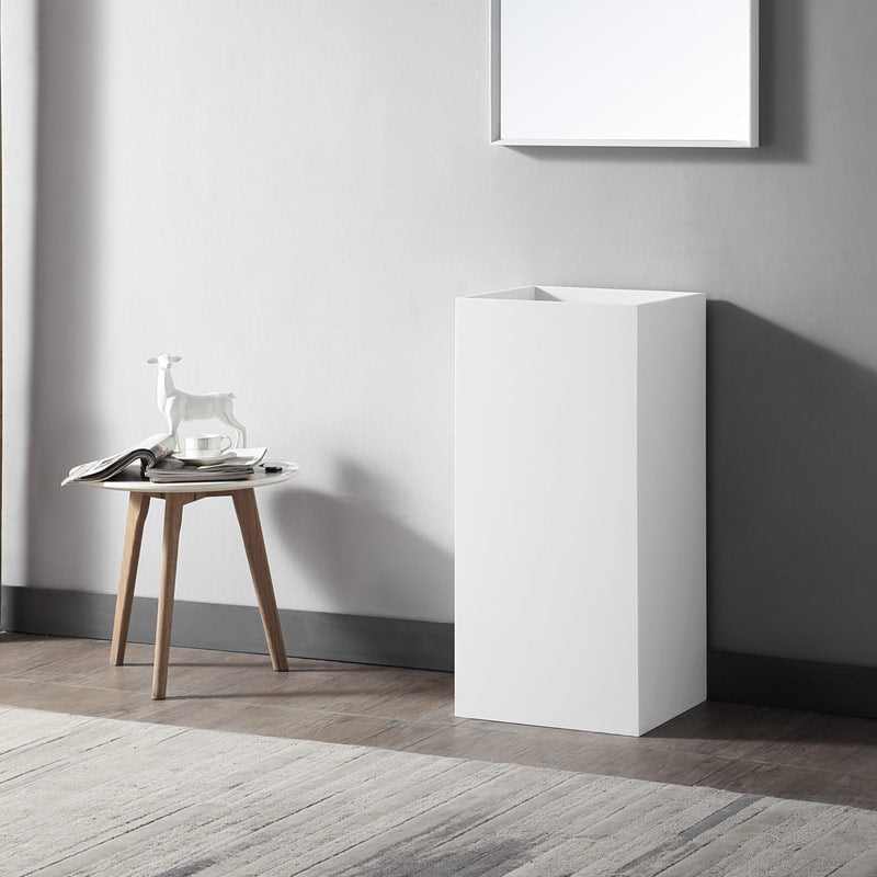 Lavoar de baie, freestanding, 40 cm, patrat, din compozit, alb mat, MonBlari