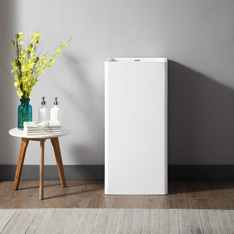 Lavoar de baie, freestanding, 40 cm, patrat, din compozit, alb mat, MonBlari