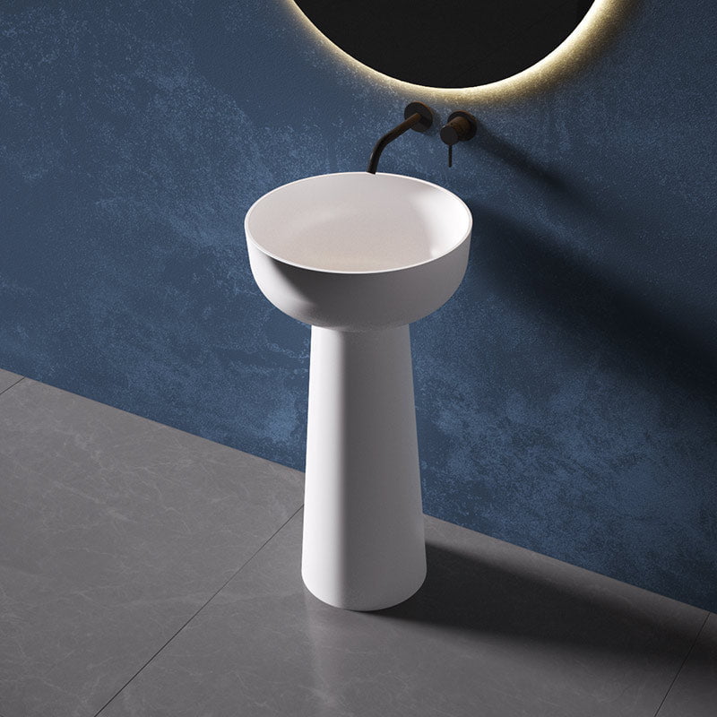 Lavoar de baie, freestanding, 45 cm, rotund, conic, din compozit, alb, MonBlari