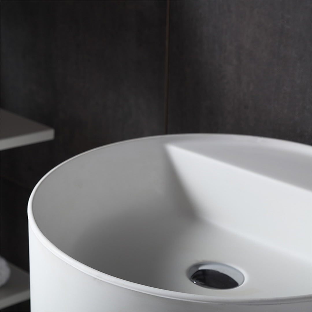 Lavoar de baie, freestanding, 45 cm, rotund, din compozit, alb, MonBlari