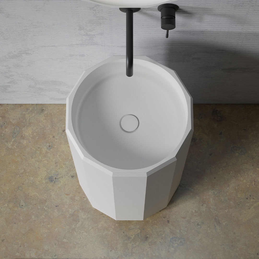 Lavoar de baie, freestanding, 45x45 cm, rotund, din compozit, alb mat, MonBlari Beryl