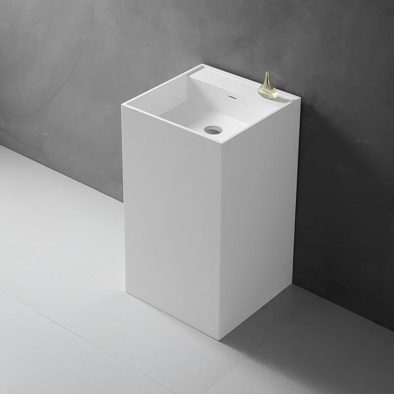 Lavoar de baie, freestanding, 48 cm, patrat, din compozit, alb mat, MonBlari
