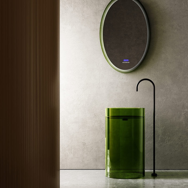 Lavoar de baie, freestanding, 50 cm, oval, din rasina, verde transparent, MonBlari