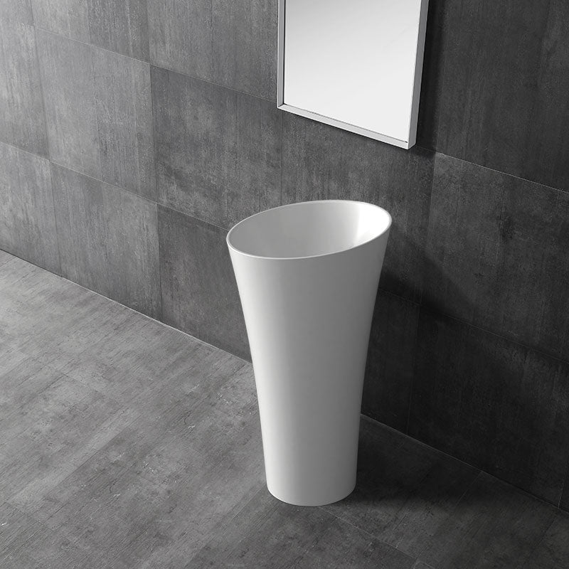 Lavoar de baie, freestanding, 50 cm, rotund, din compozit, alb mat, MonBlari