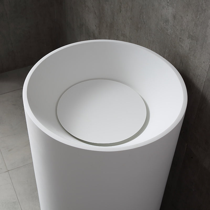 Lavoar de baie, freestanding, 50 cm, rotund, din compozit, alb mat, MonBlari