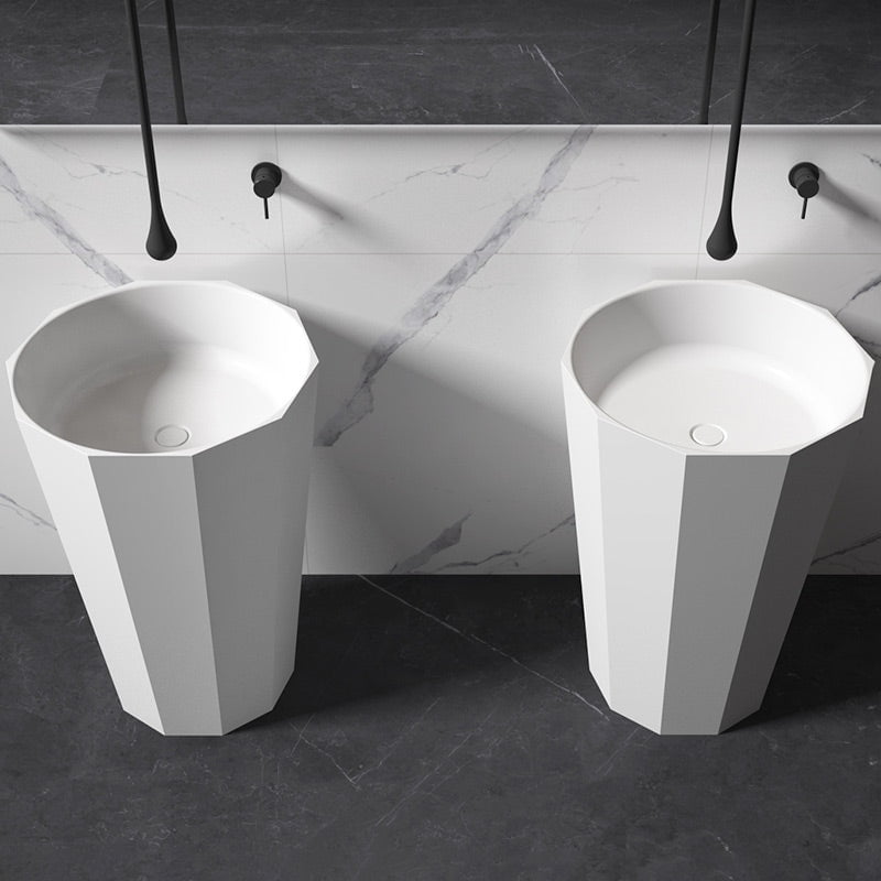 Lavoar de baie, freestanding, 50 cm, rotund, din compozit, alb, MonBlari