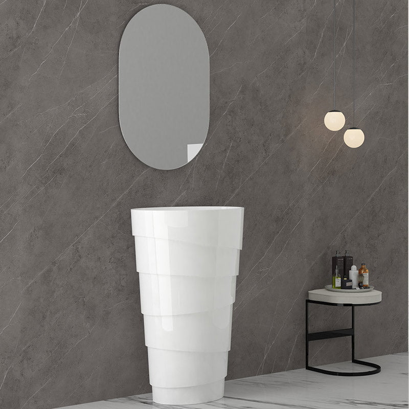 Lavoar de baie, freestanding, 60 cm, oval, din compozit, alb, MonBlari