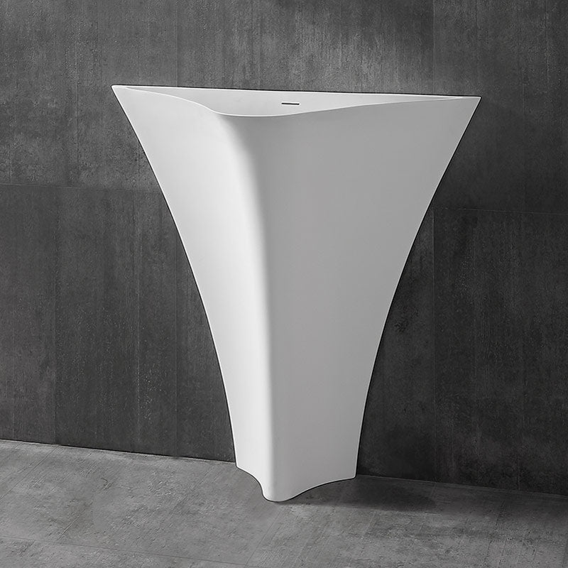 Lavoar de baie, freestanding, 86 cm, asimetric, din compozit, alb mat, MonBlari