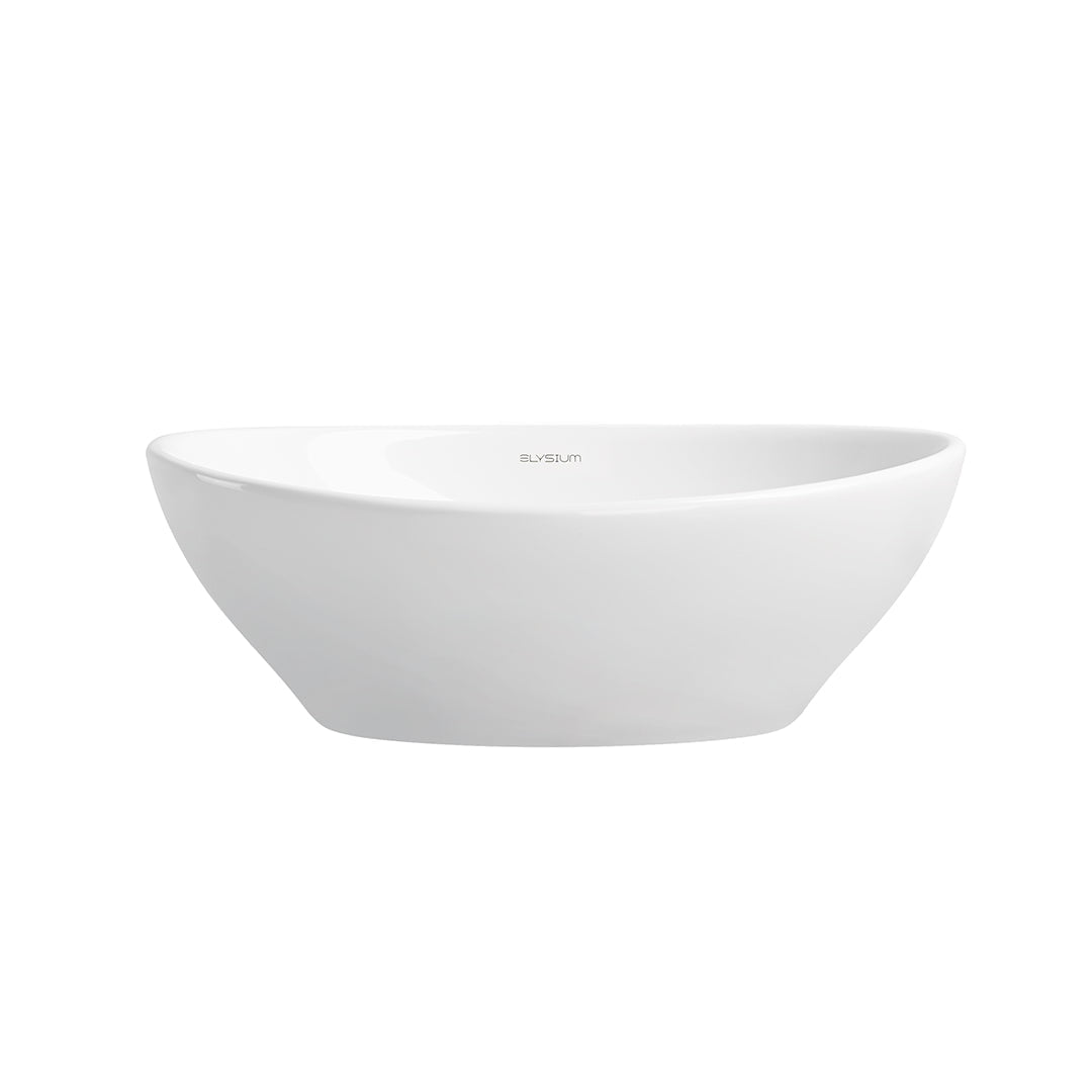 Lavoar de baie Inari, pe blat, oval, din ceramica sanitara, 41 cm, alb, Elysium