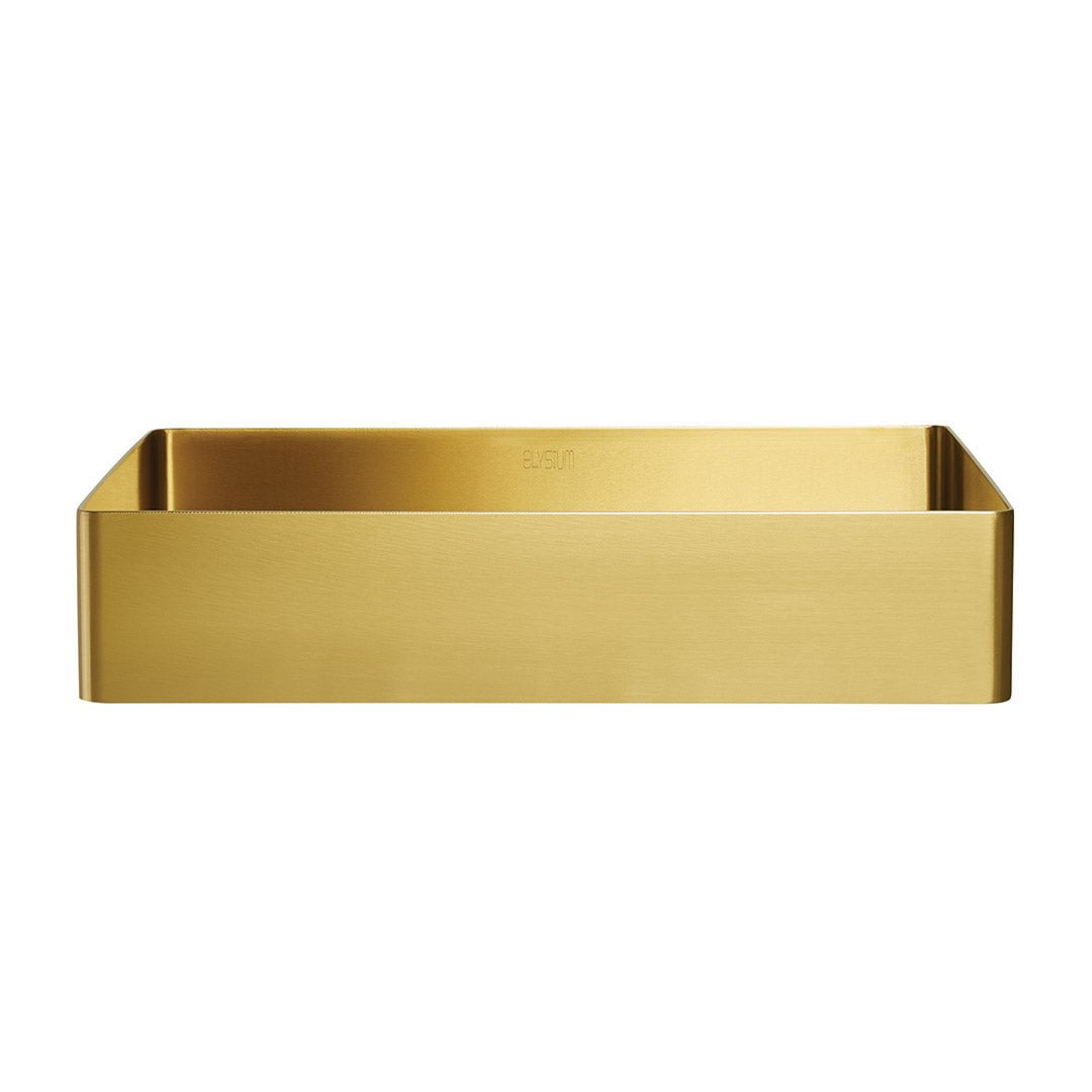 Lavoar de baie Kaia 48, pe blat, dreptunghiular, din otel inoxidabil, 48 cm, auriu, Elysium