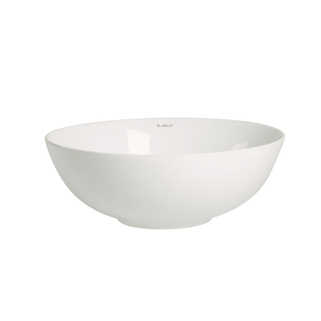 Lavoar de baie Loire, pe blat, rotund, din ceramica sanitara, 41.5 cm, alb lucios, Elysium