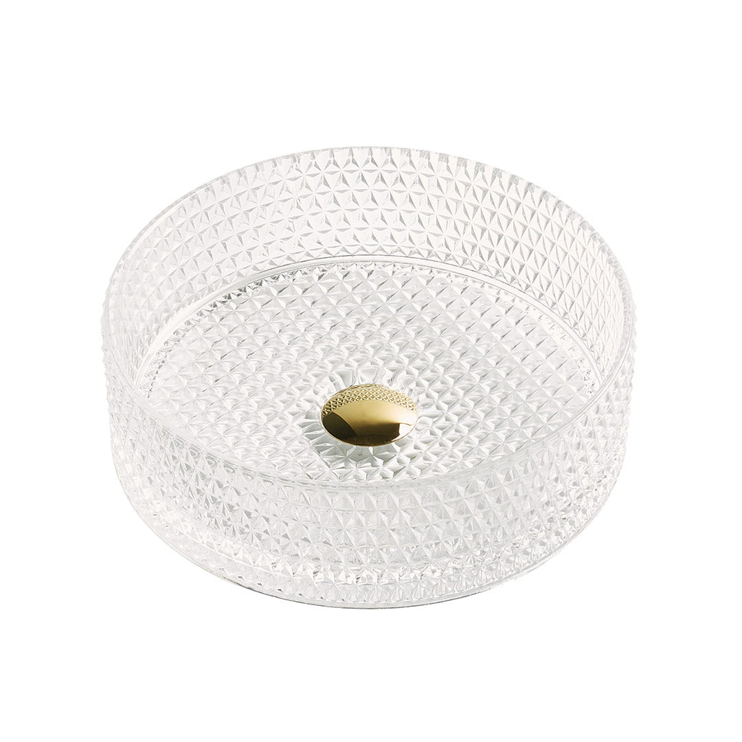 Lavoar de baie Lunara, pe blat, rotund, din sticla, 36 cm, transparent, Elysium