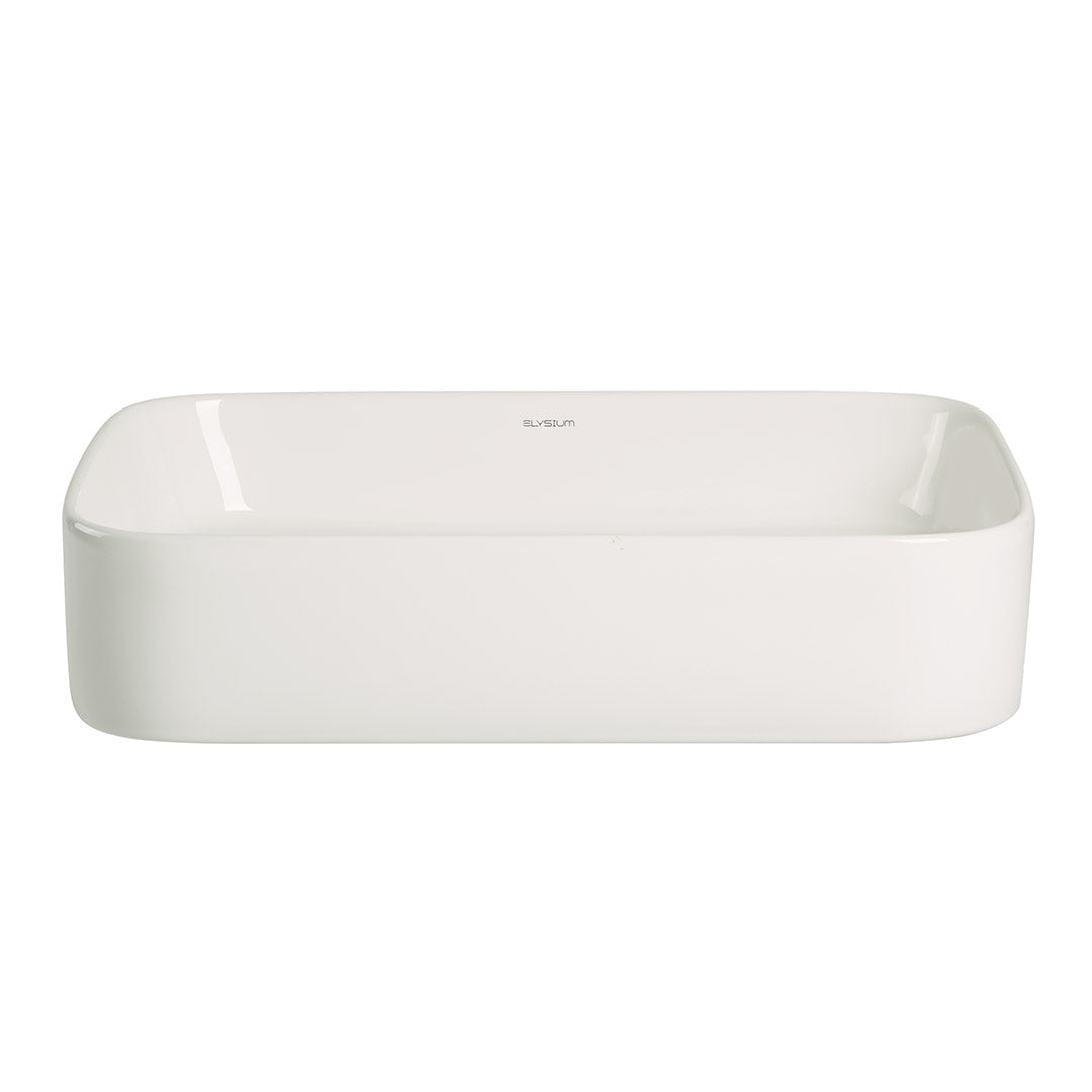 Lavoar de baie Mondego, pe blat, dreptunghiular, din ceramica sanitara, 50.5 cm, alb lucios, Elysium
