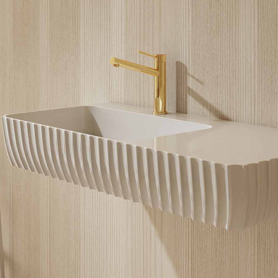 Lavoar de baie, pe perete, 120 cm, dreptunghiular, cu spatiu de depozitare, din compozit, alb mat, MonBlari