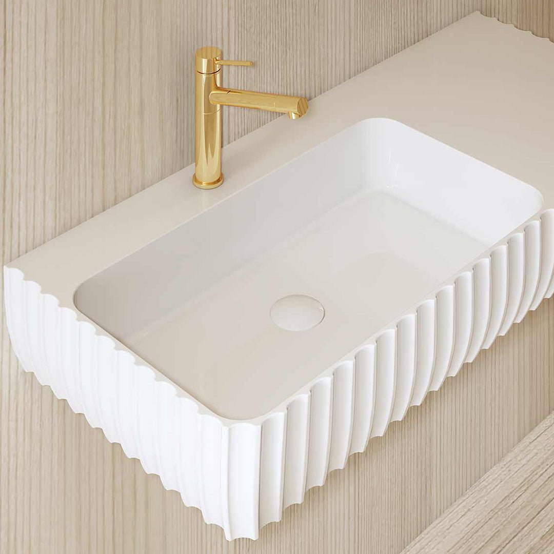 Lavoar de baie, pe perete, 120 cm, dreptunghiular, cu spatiu de depozitare, din compozit, alb mat, MonBlari
