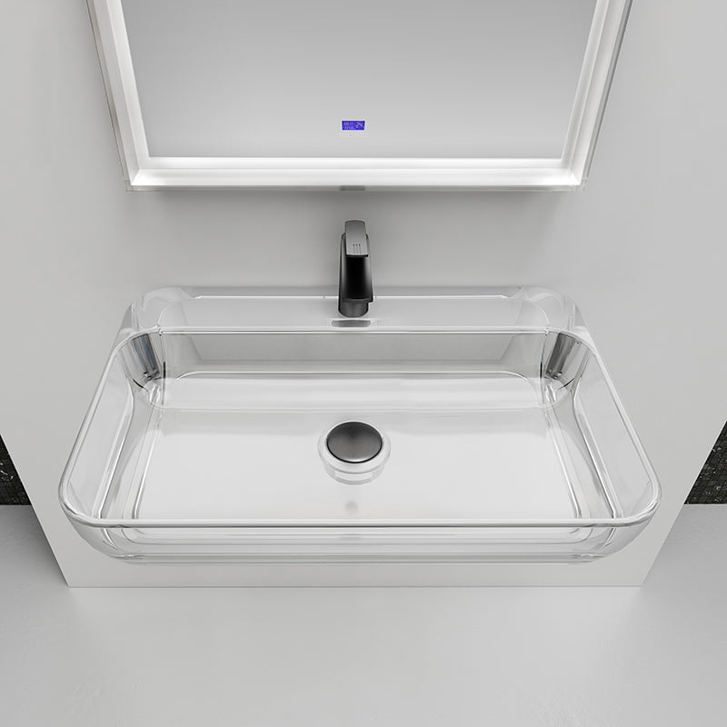 Lavoar de baie, pe perete, 60 cm, dreptunghiular, din rasina, transparent, MonBlari