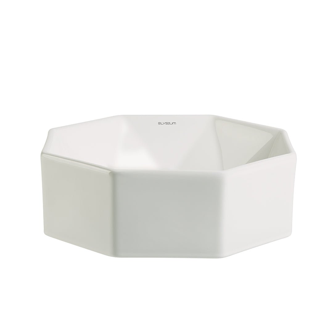 Lavoar de baie Pura, pe blat, din ceramica sanitara, 39 cm, alb lucios, Elysium