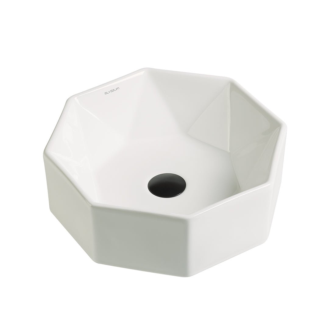 Lavoar de baie Pura, pe blat, din ceramica sanitara, 39 cm, alb lucios, Elysium