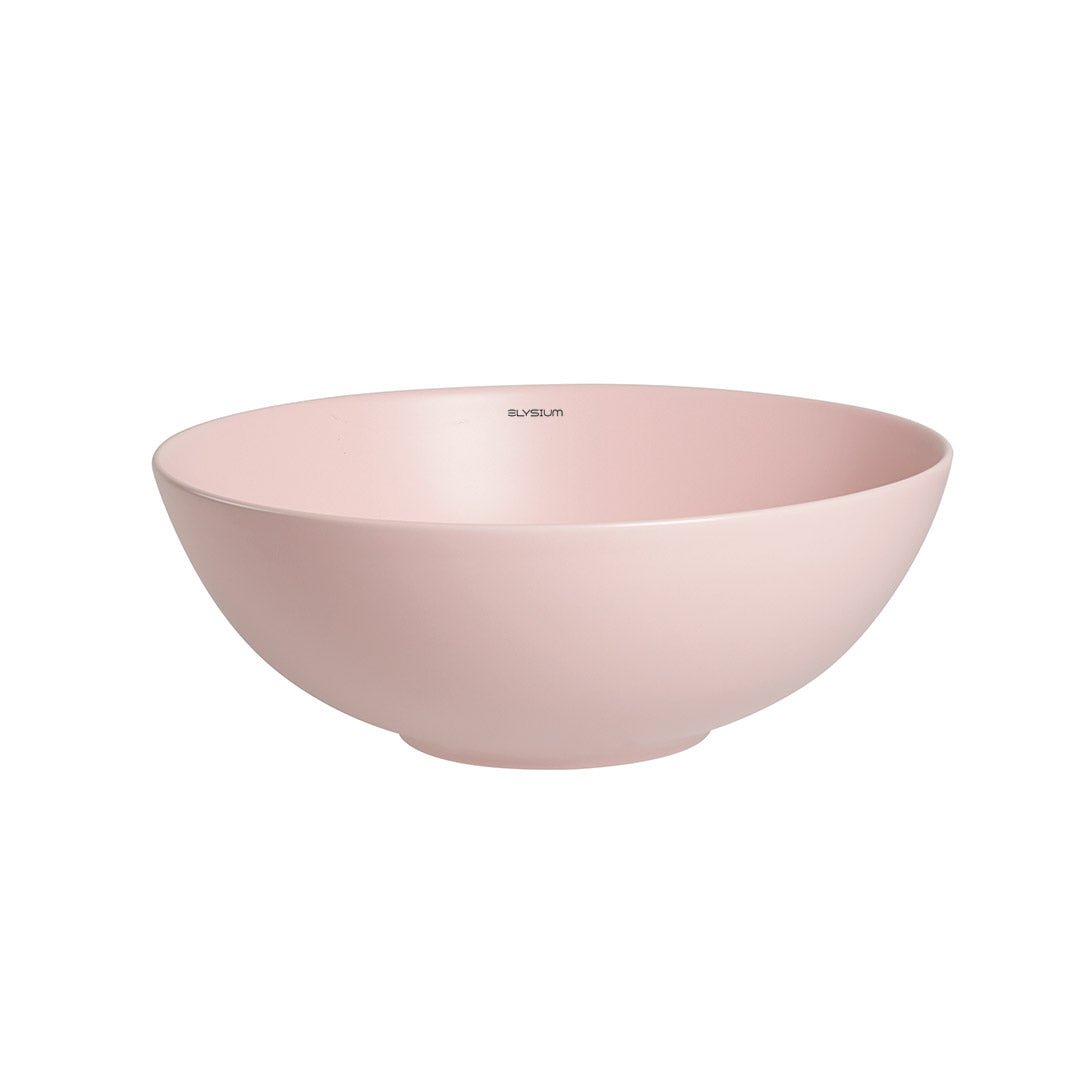 Lavoar de baie Sava, pe blat, rotund, din ceramica sanitara, 41.5 cm, roz, Elysium