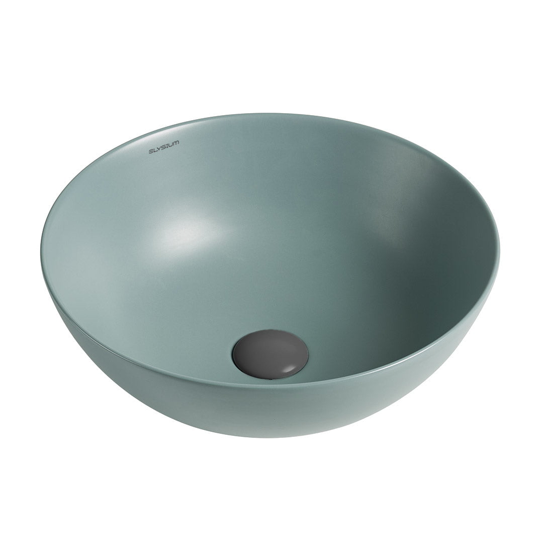 Lavoar de baie Sava, pe blat, rotund, din ceramica sanitara, 41.5 cm, verde, Elysium