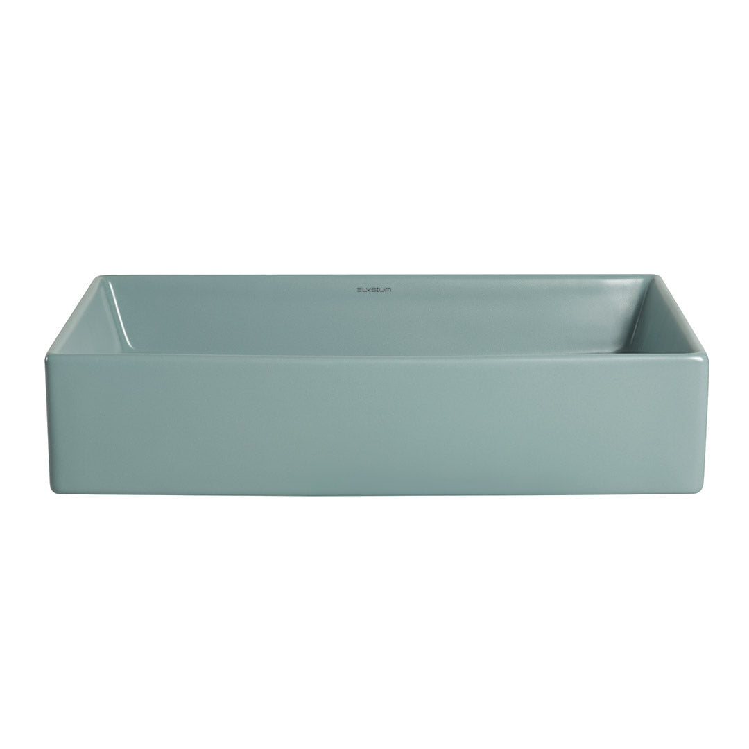 Lavoar de baie Solana, pe blat, dreptunghiular, din ceramica sanitara, 51 cm, verde mat, Elysium