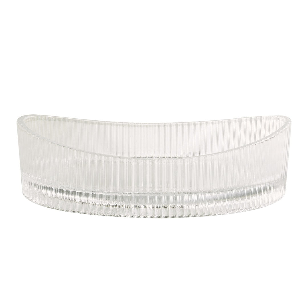 Lavoar de baie Zuna, pe blat, oval cu margini inaltate, din sticla, 51 cm, transparent, Elysium