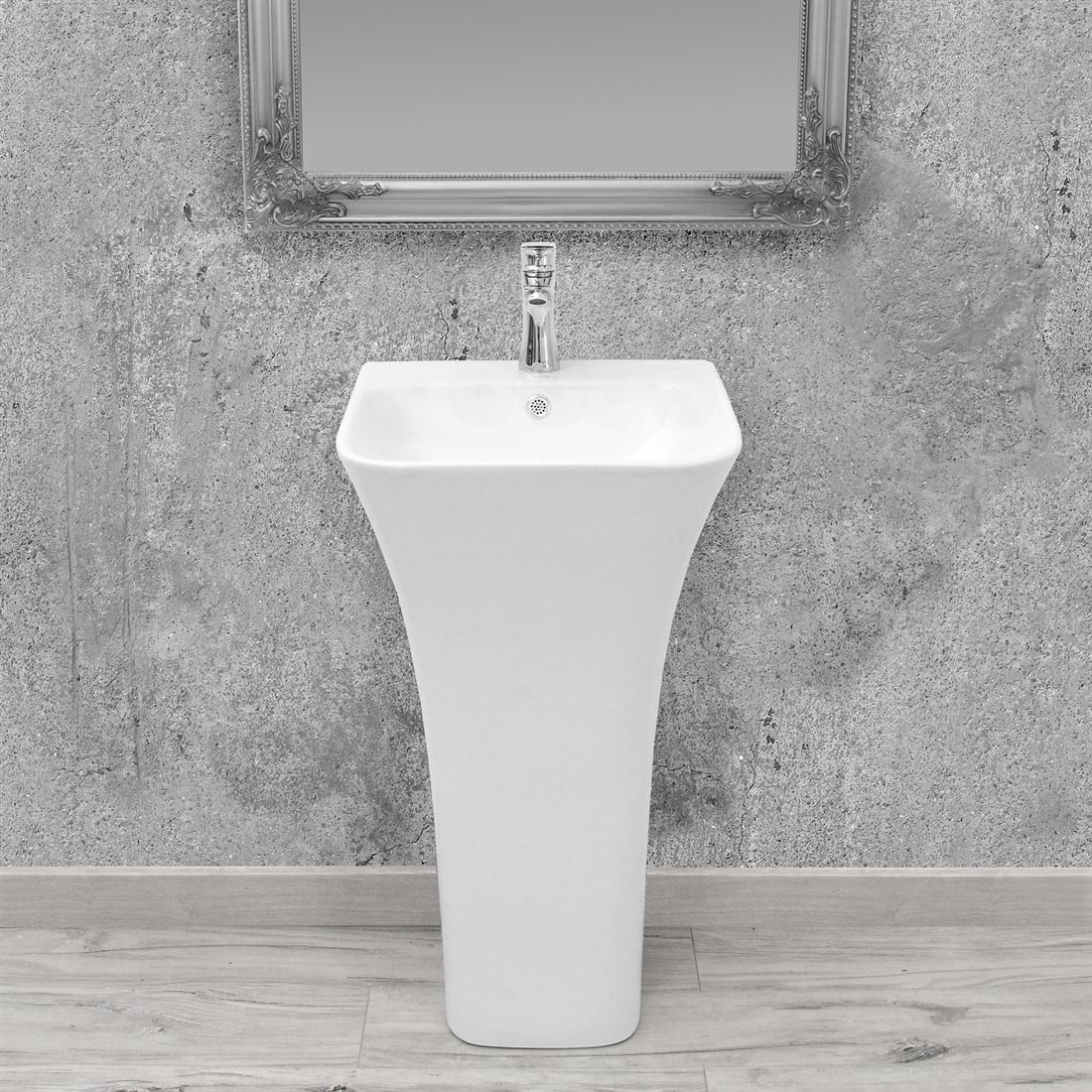 Lavoar freestanding 45.5 cm ceramic alb lucios – Rea Ada Slim